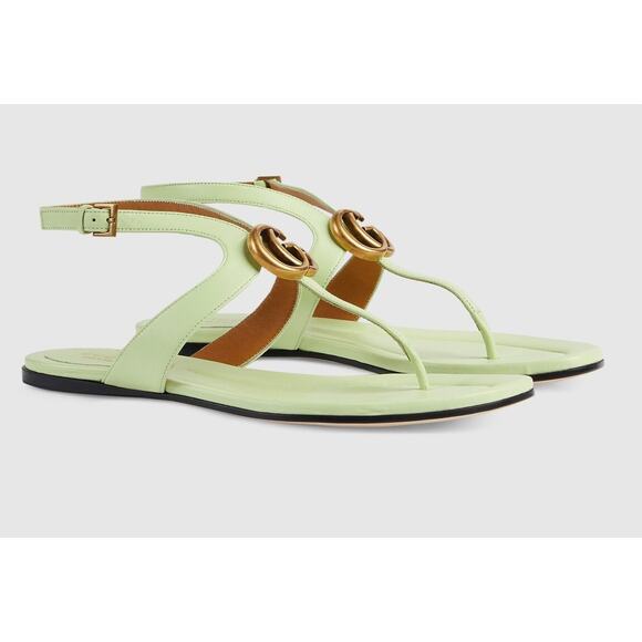 Gucci Pistachio Green Marmont Double G Sandal Logo 38.5 - Picture 1 of 9